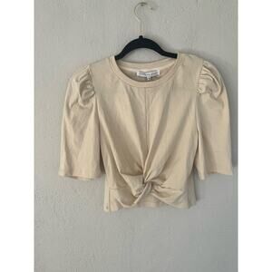 Anthropologie Endless Rose Woman Twist Knit Cropped Top, Size Medium